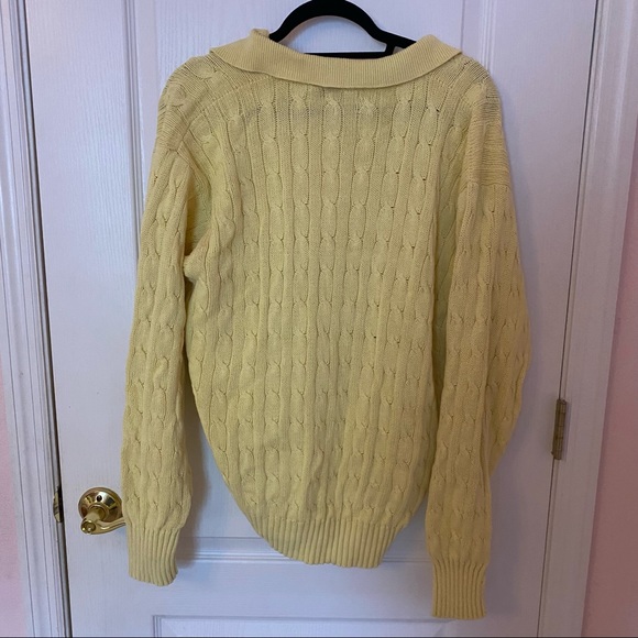 Polo by Ralph Lauren Pale Yellow Collared Cable Knit Sweater - Picture 2 of 4